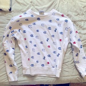 A white champion crew neck